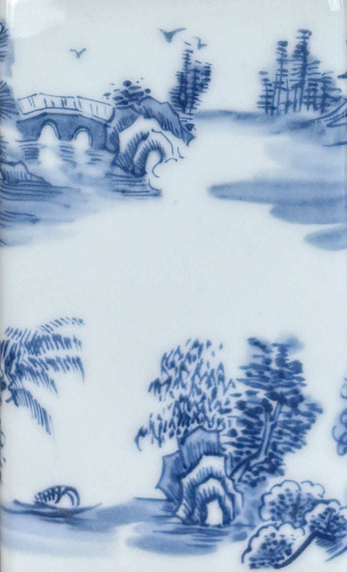 Blue and White Chinoiserie Landscape Porcelain Table Lamp