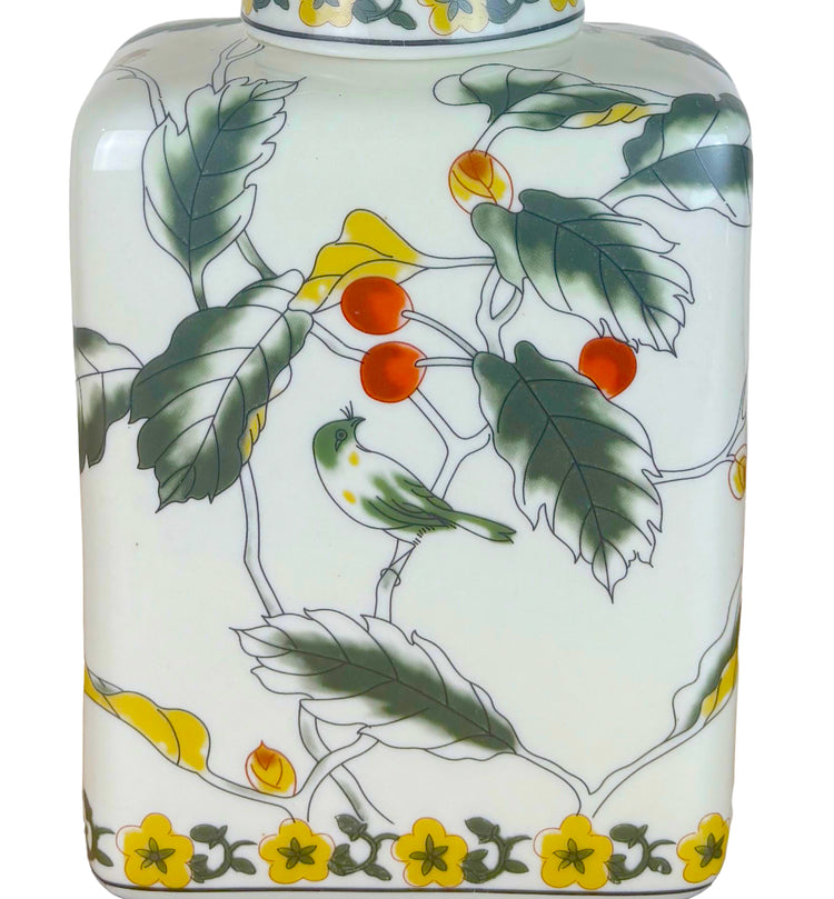 Elegant Porcelain Table Lamp with Bird and Floral Design