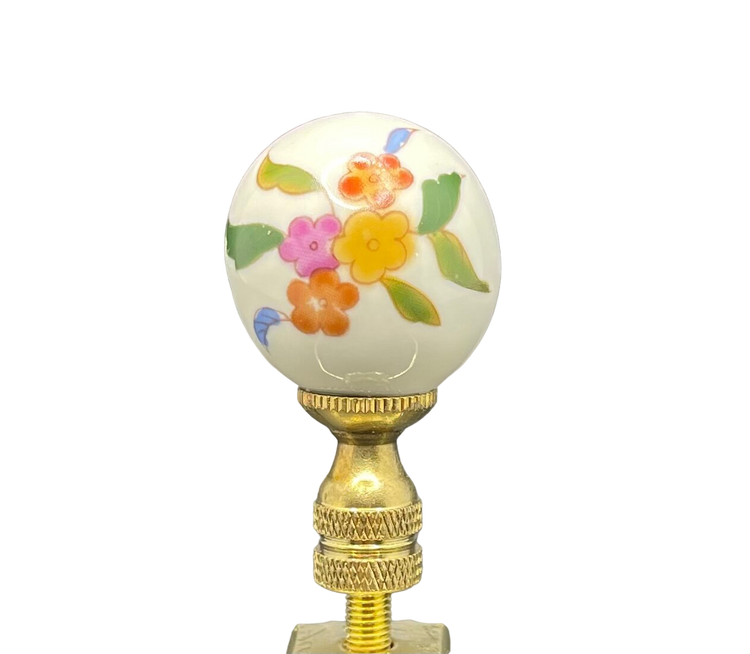 Multicolor Floral Porcelain Ball Table Lamp Finial