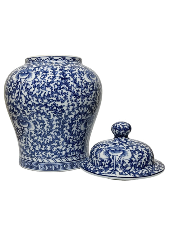 Blue and White Double Happiness Temple Jar
