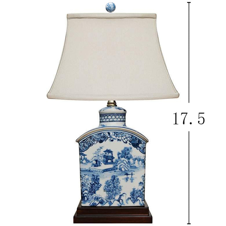 Blue and White Porcelain Tea Jar Table Lamp
