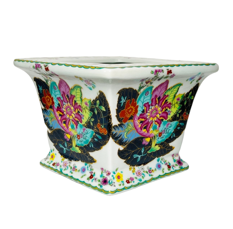 Porcelain Square Tobacco Leaf Planter Cachepot