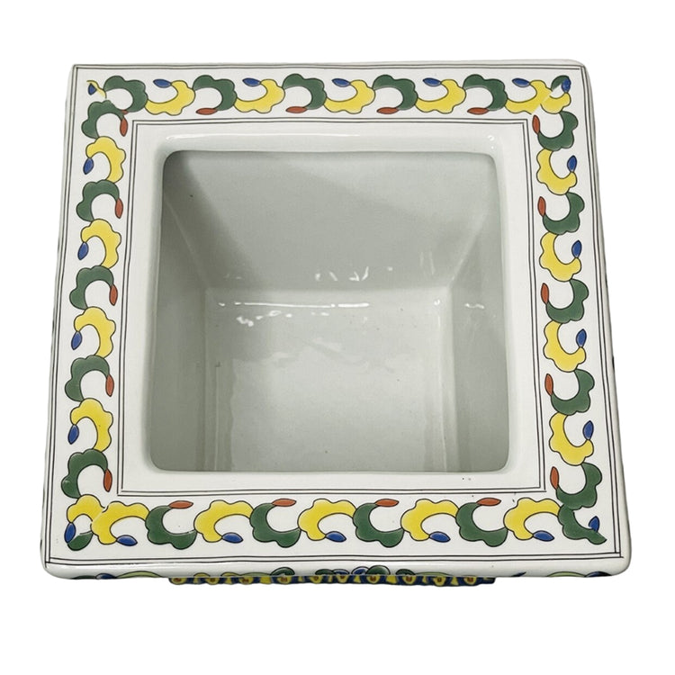 Porcelain Square Tobacco Leaf Planter Blend of Classic and Modern Decor