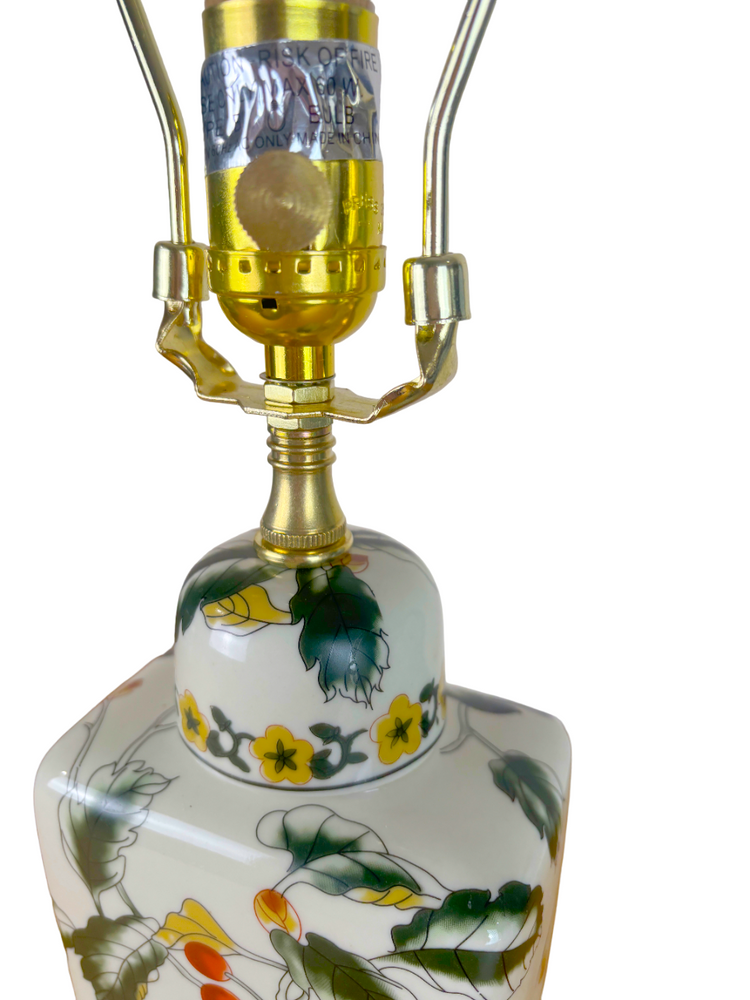 Elegant Porcelain Table Lamp with Bird and Floral Design