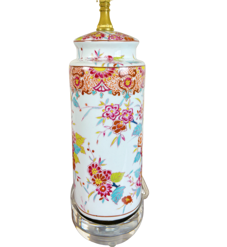 Exquisite Oriental Floral Blossom Porcelain Oval Jar Lamp