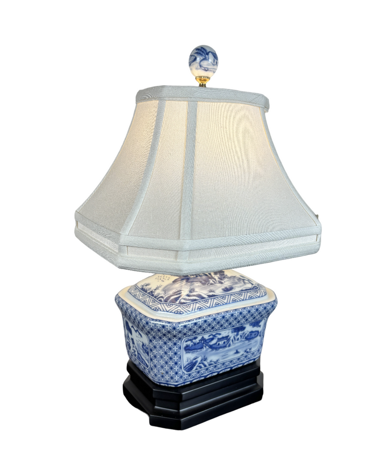 Blue and White Porcelain Candy Jar Table Lamp
