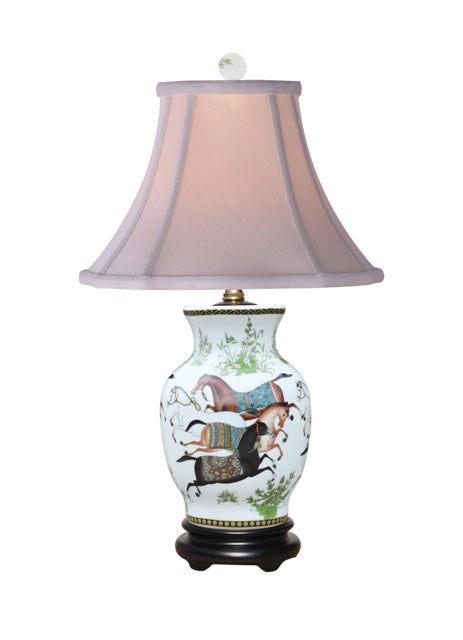 Dancing Horse Porcelain Vase Table Lamp