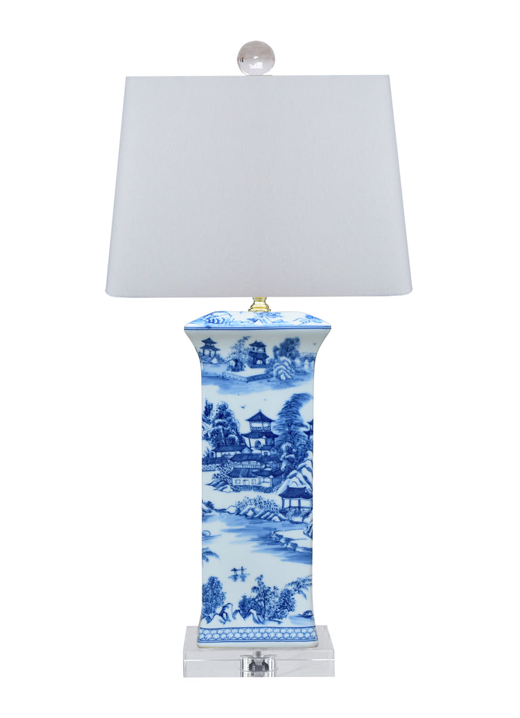 Blue White Chinoiserie Porcelain Table Lamp