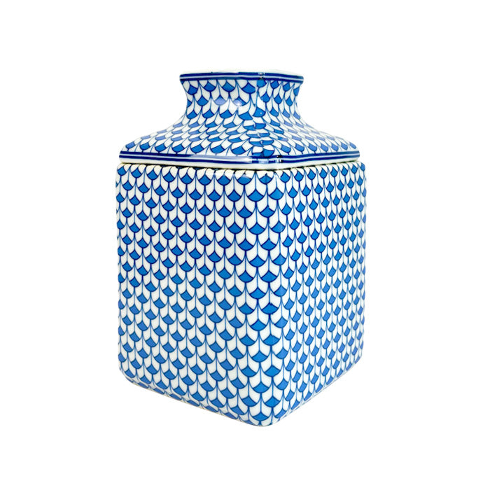 Cobalt Blue Herend Style Fishnet Porcelain Tissue Box Holder
