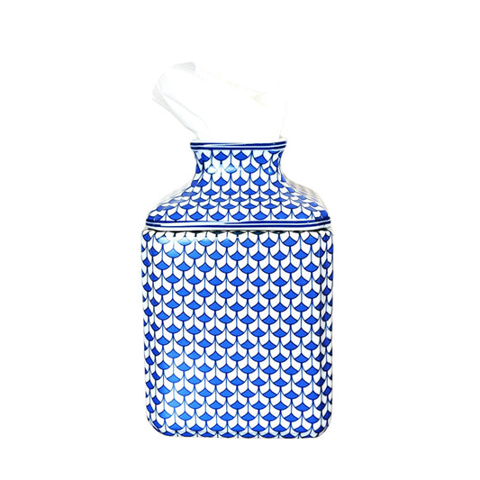 Cobalt Blue Herend Style Fishnet Porcelain Tissue Box Holder