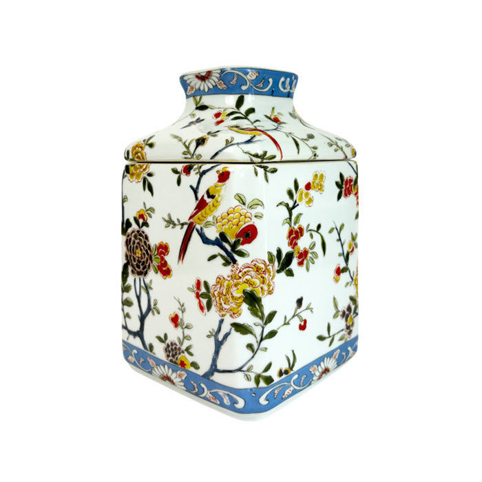 European Style Rose Floral Bird Porcelain Tissue Holder Box Cover