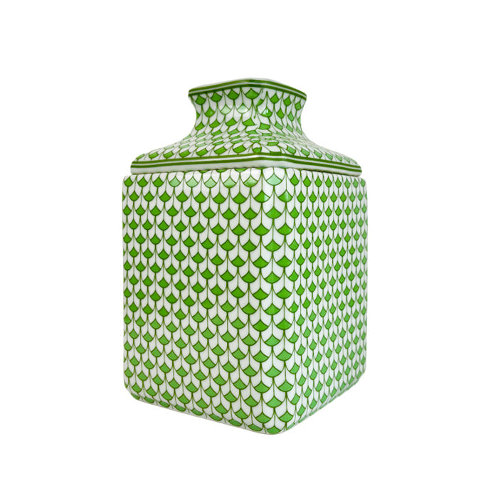 Spring Green Herend Style Fishnet Porcelain Tissue Box Holder