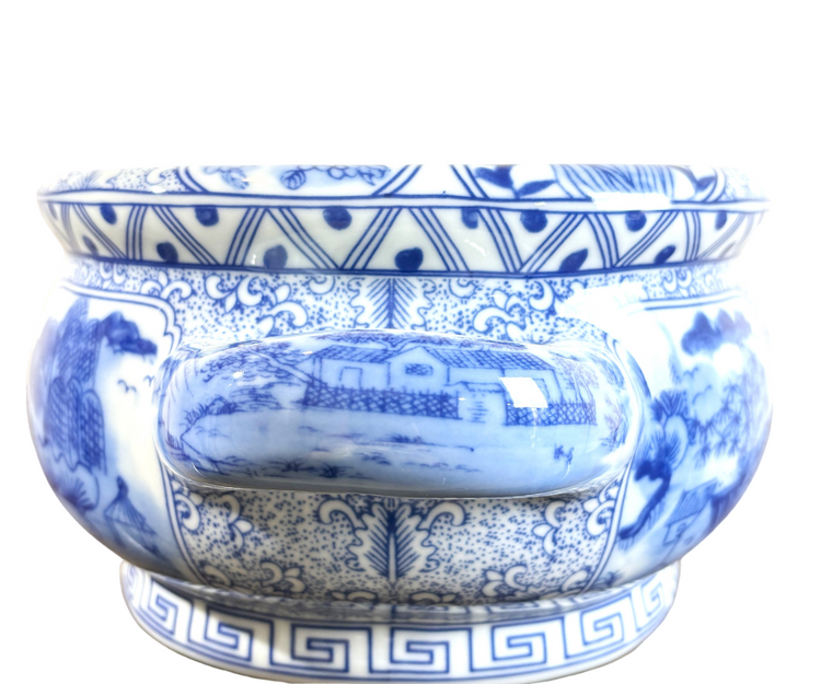 Blue and White Landscape Willow Motif Footbath Planter