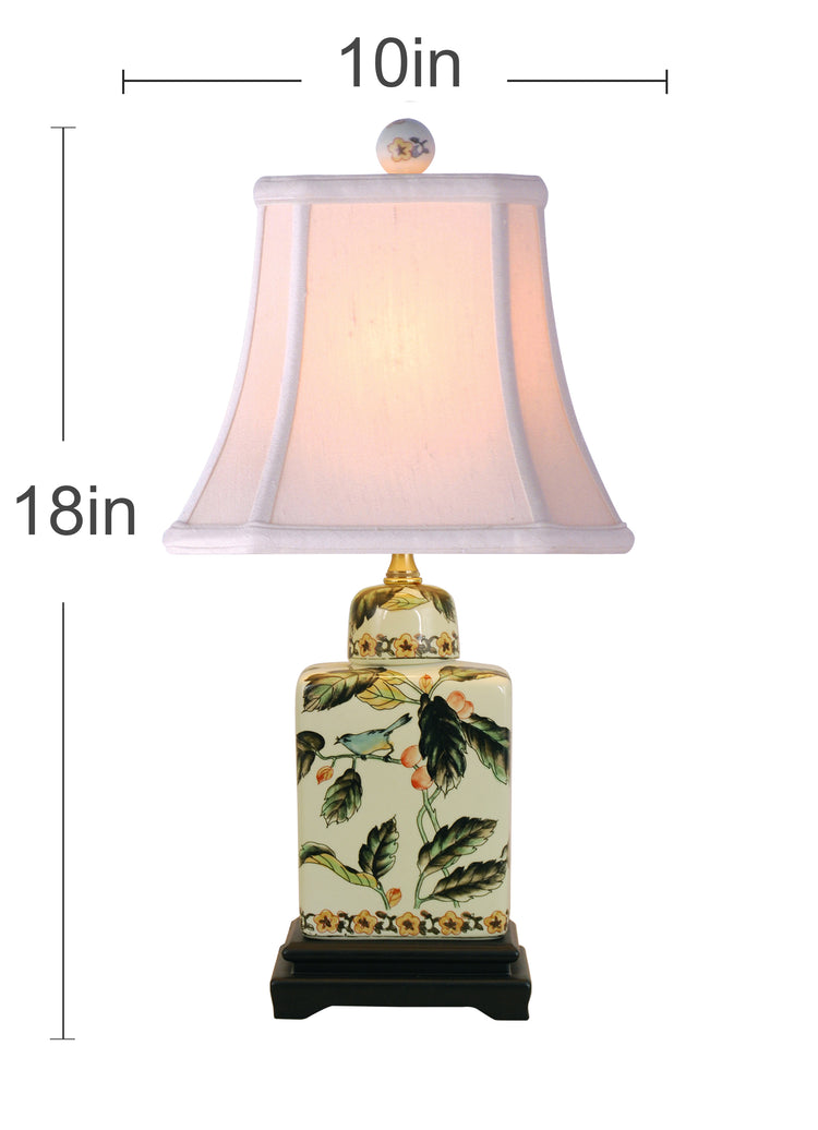 Elegant Porcelain Table Lamp with Bird and Floral Design