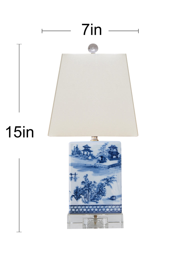 Blue and White Chinoiserie Landscape Porcelain Table Lamp