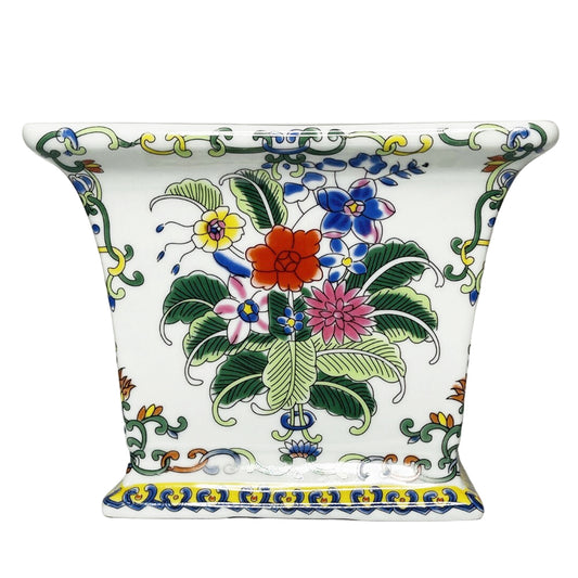Porcelain Square Tobacco Leaf Planter Blend of Classic and Modern Decor