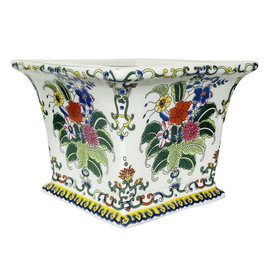 Porcelain Square Tobacco Leaf Planter Blend of Classic and Modern Decor