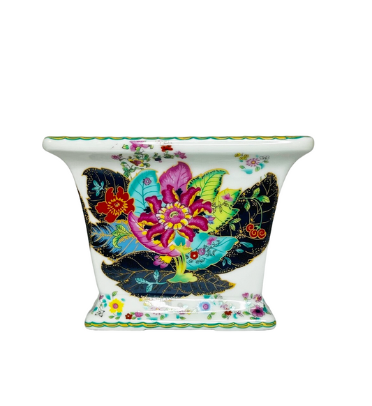 Porcelain Square Tobacco Leaf Planter Cachepot