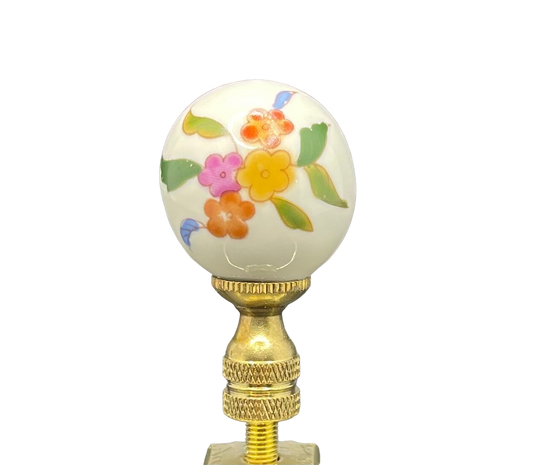 Multicolor Floral Porcelain Ball Table Lamp Finial