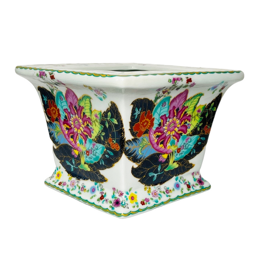 Porcelain Square Tobacco Leaf Planter Cachepot