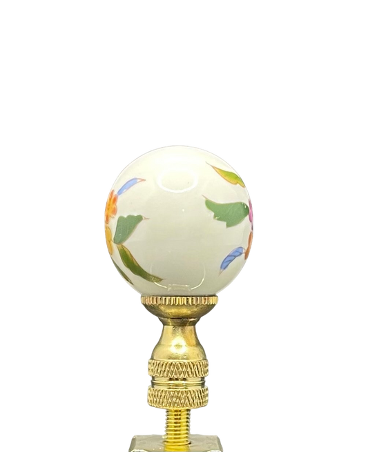 Multicolor Floral Porcelain Ball Table Lamp Finial