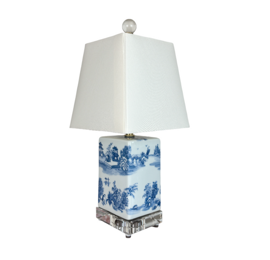 Blue and White Chinoiserie Landscape Porcelain Table Lamp