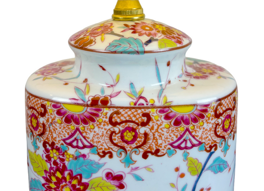 Exquisite Oriental Floral Blossom Porcelain Oval Jar Lamp