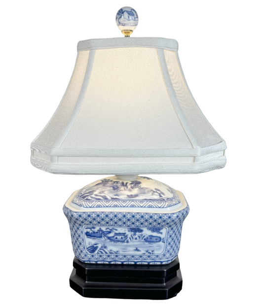 Blue and White Porcelain Candy Jar Table Lamp