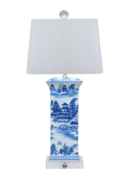 Blue White Chinoiserie Porcelain Table Lamp