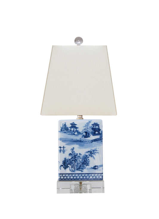 Blue and White Chinoiserie Landscape Porcelain Table Lamp