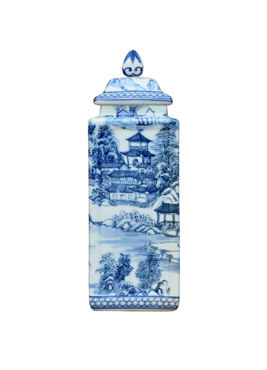 Blue and White Chinoiserie Square Porcelain