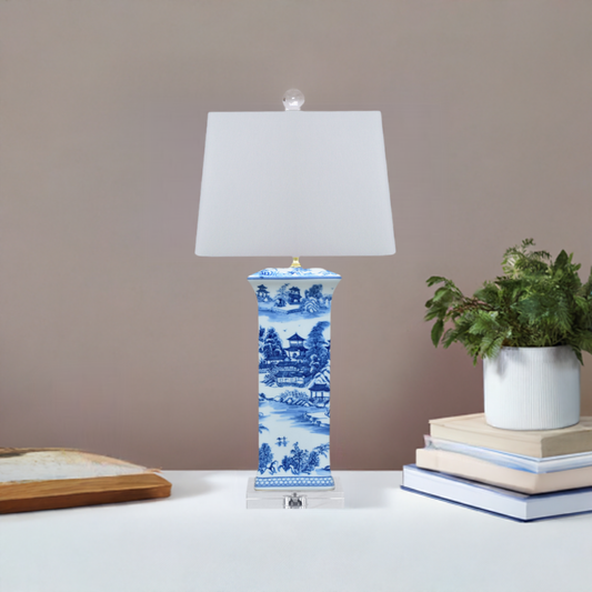 Blue White Chinoiserie Porcelain Table Lamp
