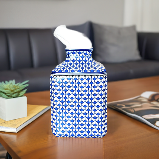 Cobalt Blue Herend Style Fishnet Porcelain Tissue Box Holder