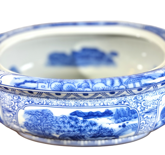 Blue and White Landscape Willow Motif Footbath Planter